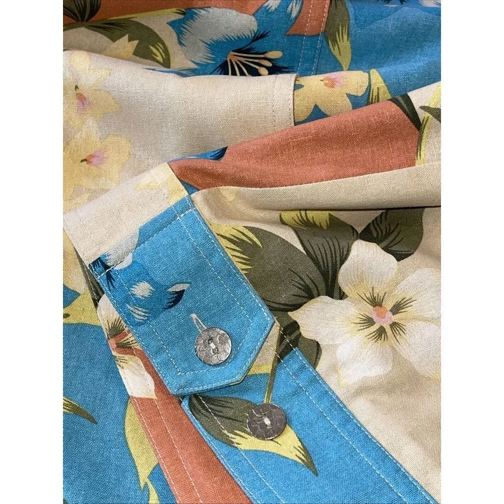 National‎ Jacket Women 1X Hawaiian Floral Tropical 100% Silk Lightweight Lined